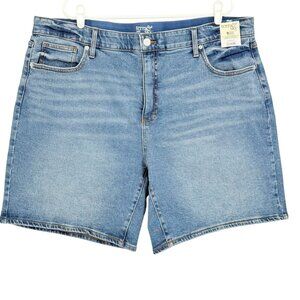 Terra & Sky Womens High Rise Stretch Blue Denim Bermuda Shorts Plus Size 22W NWT